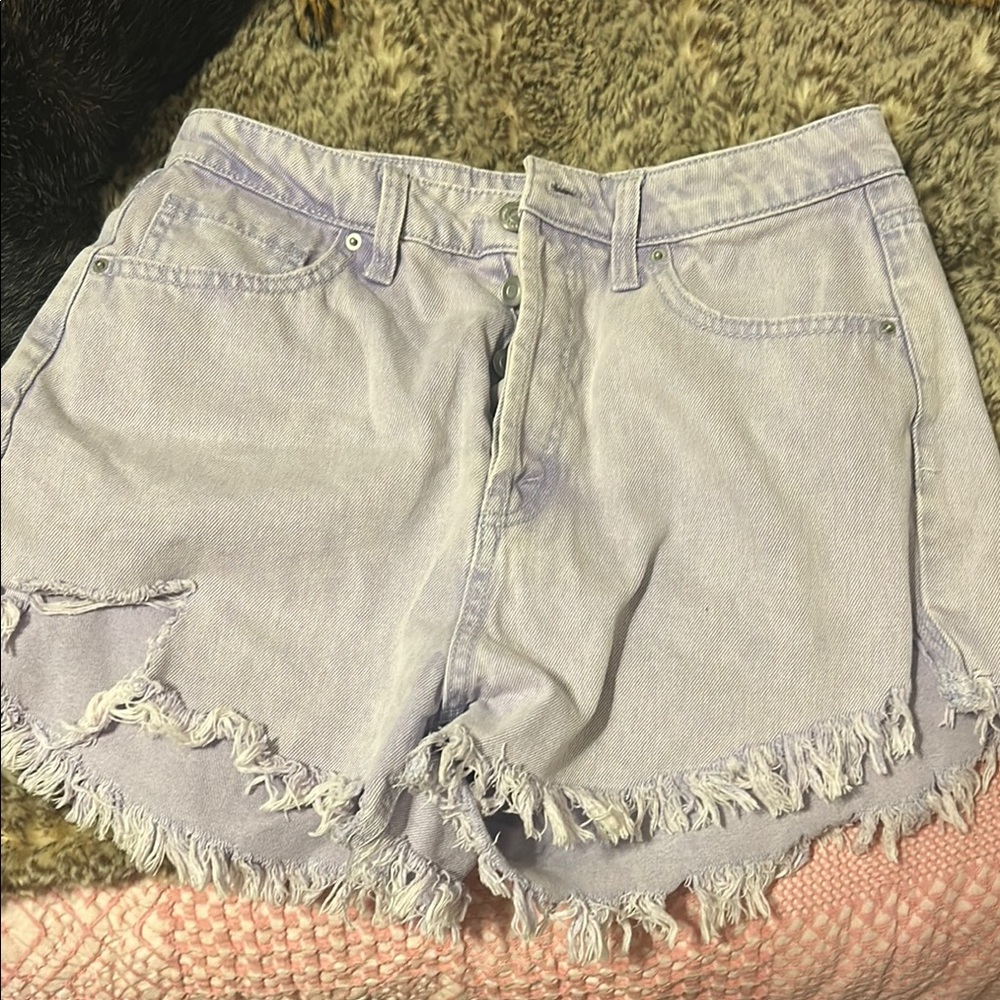 wild fable Lavender Frayed Hem Denim Shorts